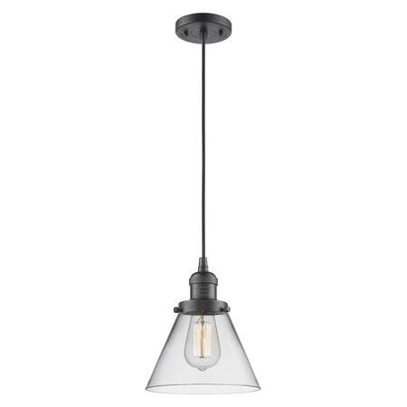 Innovations Lighting 1 Light Large Cone 8In. Oiled Rubbed Bronze Mini Pendant With Clear Glass, 507804 201C-OB-G42